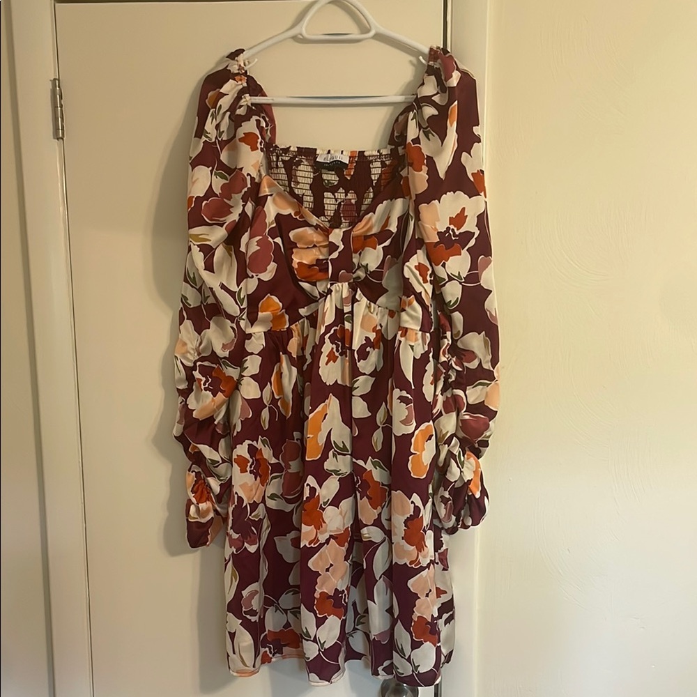 NWOT Eloquii Burgundy Floral Dress Womens 18
